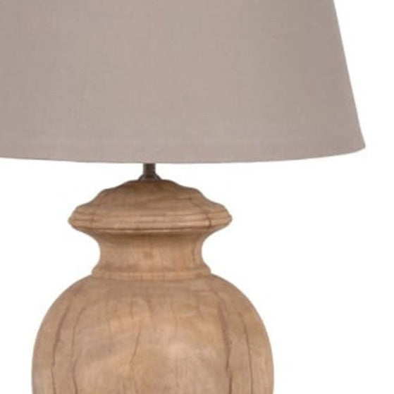 Natural Wood Round Table Lamp